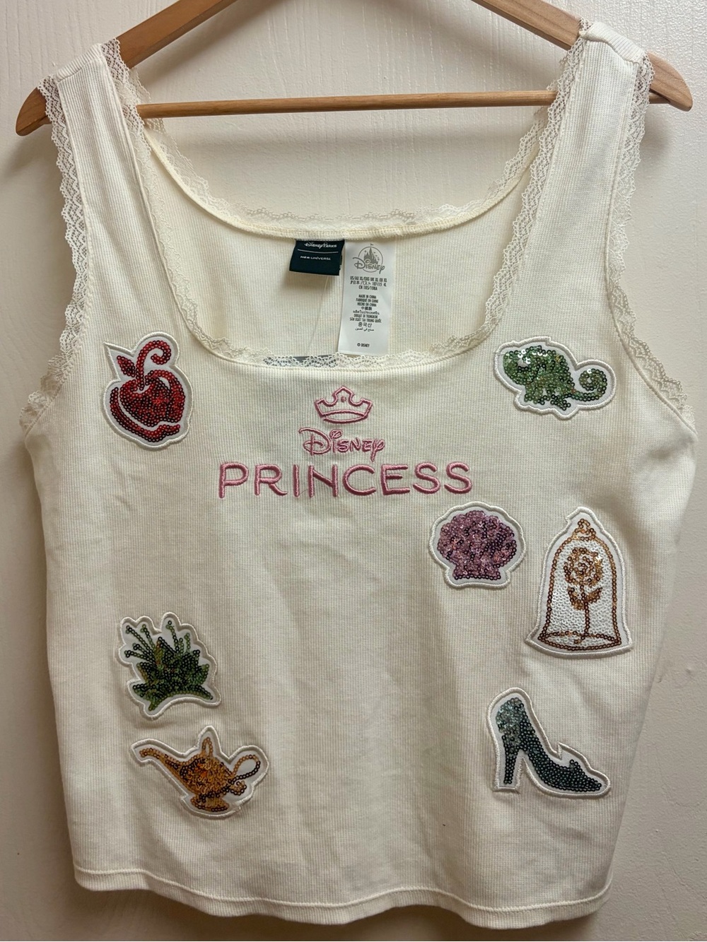 Disney Parks Her Universe Princess Sequin Patch Lace Tank XL NWT